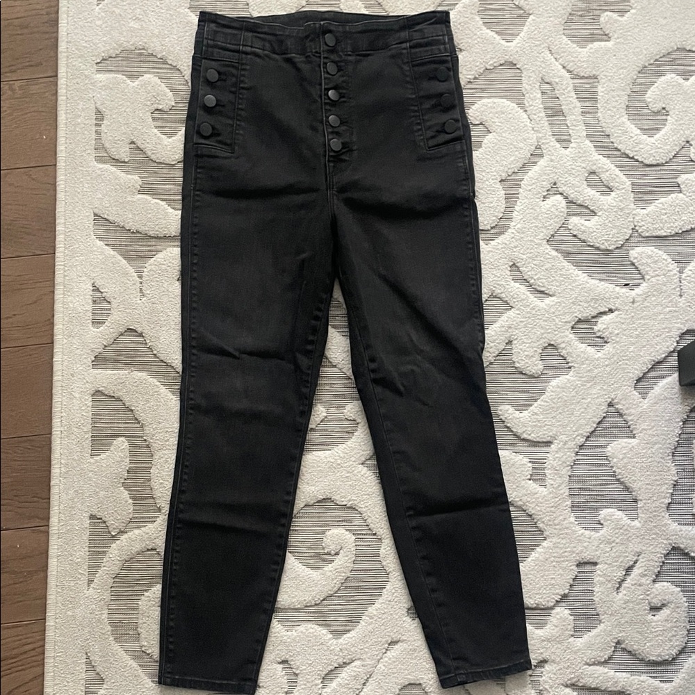 J Brand Charcoal High-Rise Button Jeans